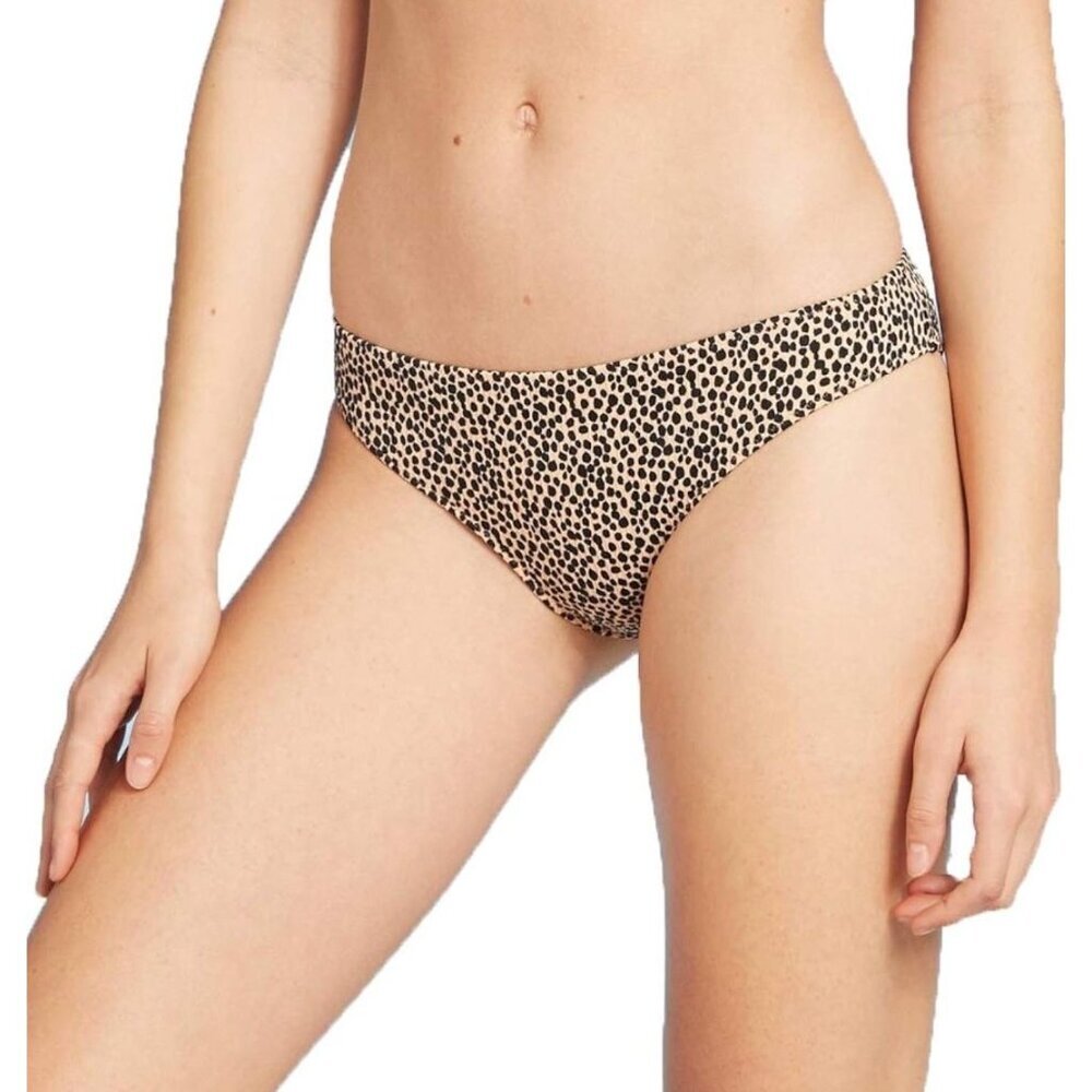 Shade&Shore Rib Low Coverage Cheeky Cheetah Print Bikini Bottoms Women's Size XL